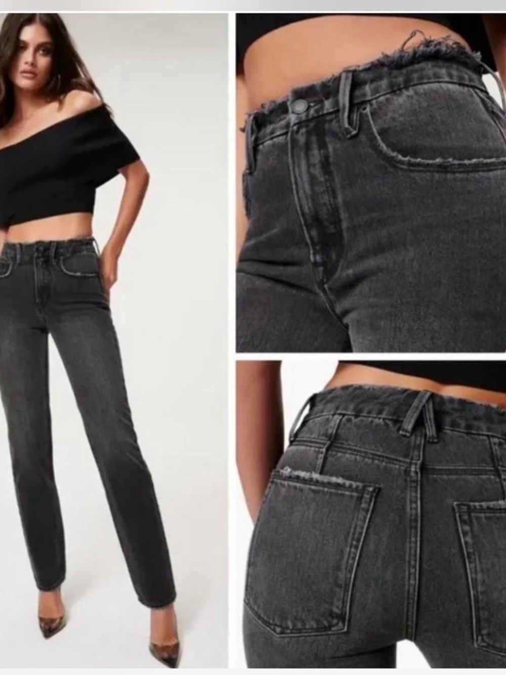 Good American Good '90s Icon Straight Leg Jeans 10/30